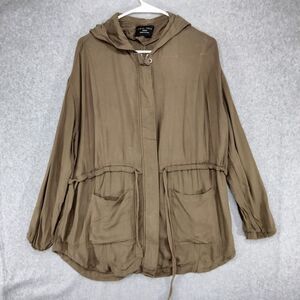 Love Tree Jacket Wmns M Rain Long Sleeve Full Zip Tie Waist Pocket Parka Hooded